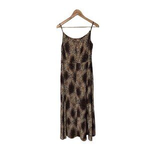 Y2K 90s Vintage Krizia Animal Print Cheetah Slip Dress 40